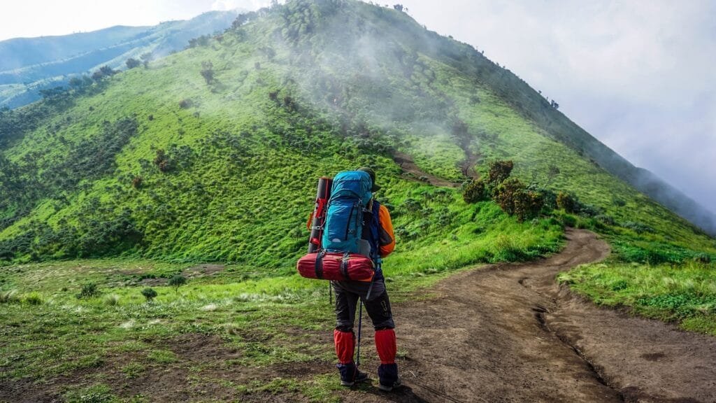 Outdoor hiking in the mountains